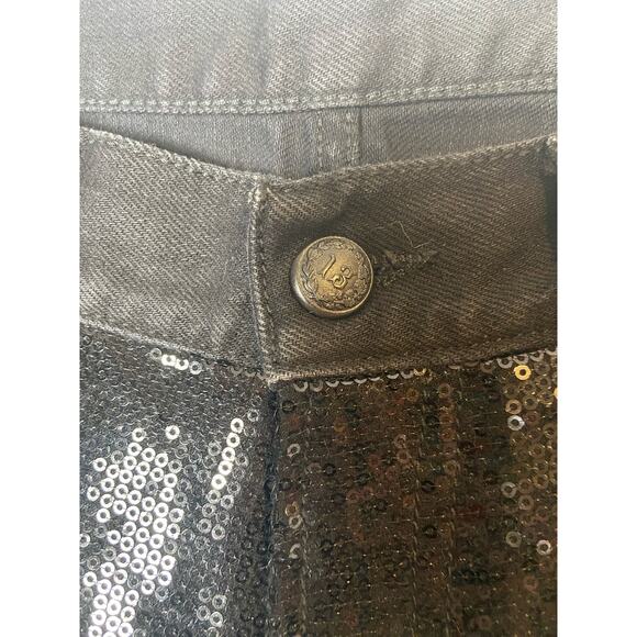 R13 Sequin Boyfriend Jeans Women's 26 Black Denim Distressed - Picture 6 of 14